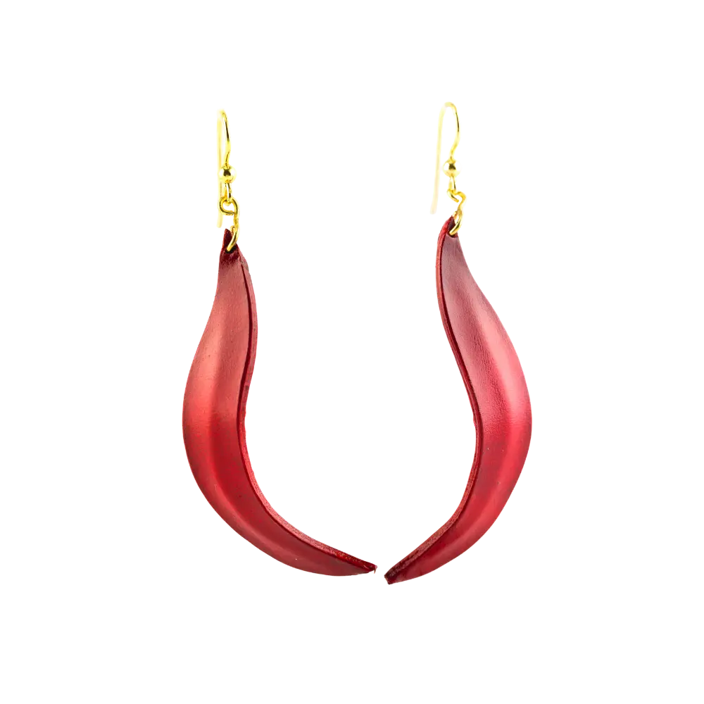 Flying Leaf Earrings (Red)