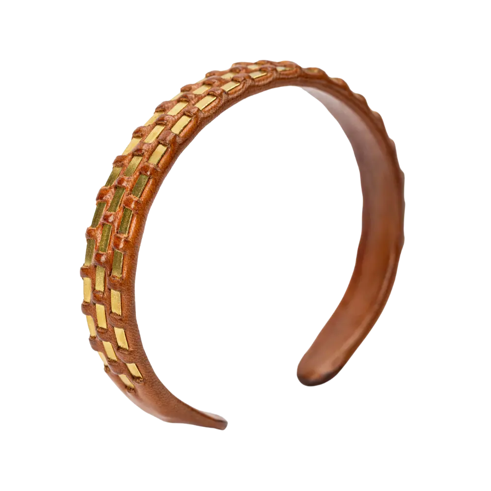 Woven Brass Cuff (Triple-wire) (Brown)