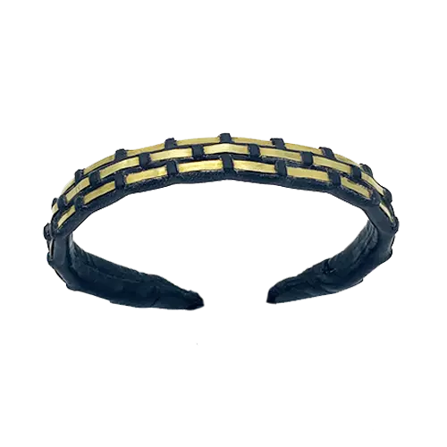 Woven Brass Cuff (triple bone) (Brown)