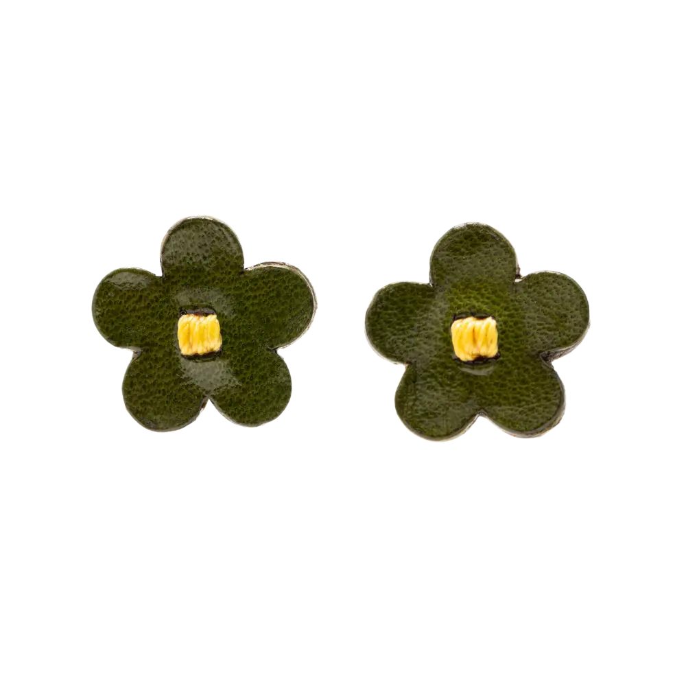 Floral Earrings (Green-Yellow)